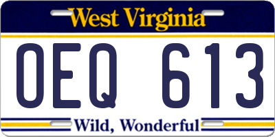 WV license plate OEQ613