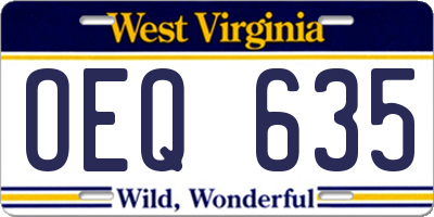 WV license plate OEQ635