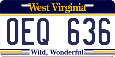 WV license plate OEQ636