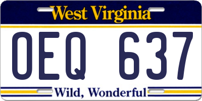 WV license plate OEQ637