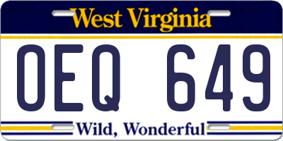 WV license plate OEQ649
