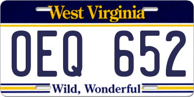 WV license plate OEQ652