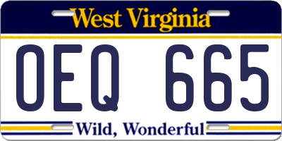 WV license plate OEQ665
