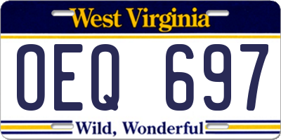WV license plate OEQ697
