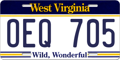WV license plate OEQ705