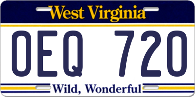 WV license plate OEQ720