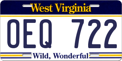 WV license plate OEQ722
