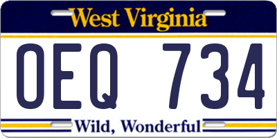 WV license plate OEQ734