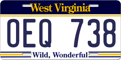WV license plate OEQ738