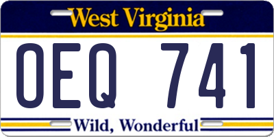 WV license plate OEQ741