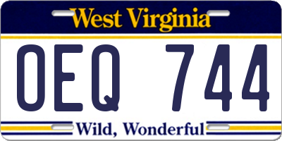 WV license plate OEQ744