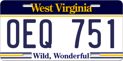 WV license plate OEQ751