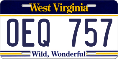 WV license plate OEQ757