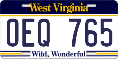 WV license plate OEQ765