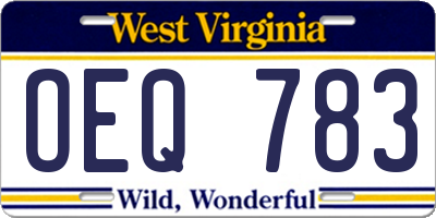 WV license plate OEQ783