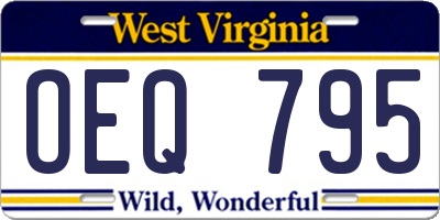 WV license plate OEQ795