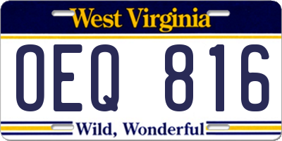 WV license plate OEQ816
