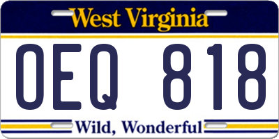 WV license plate OEQ818