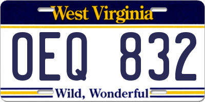 WV license plate OEQ832
