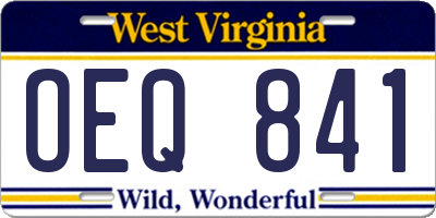WV license plate OEQ841