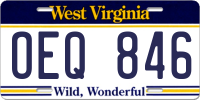 WV license plate OEQ846