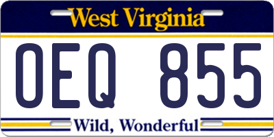 WV license plate OEQ855