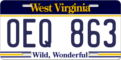 WV license plate OEQ863