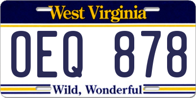 WV license plate OEQ878