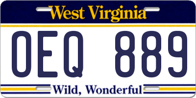 WV license plate OEQ889