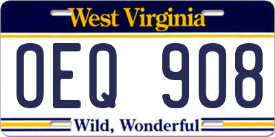 WV license plate OEQ908