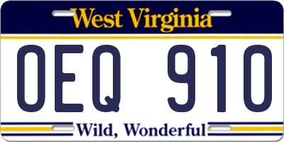 WV license plate OEQ910
