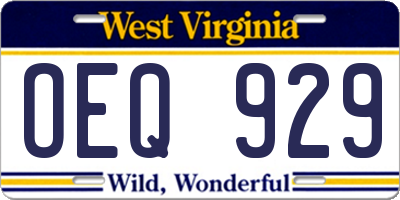 WV license plate OEQ929