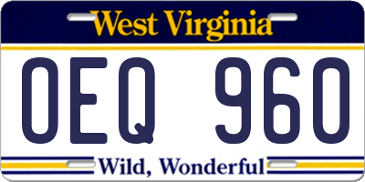 WV license plate OEQ960