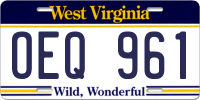 WV license plate OEQ961