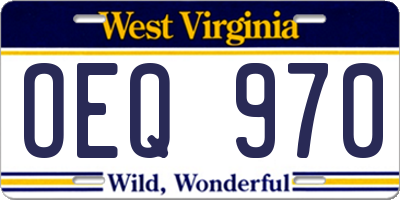 WV license plate OEQ970
