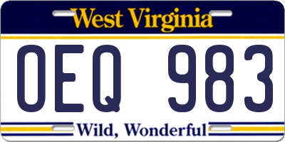 WV license plate OEQ983