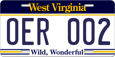 WV license plate OER002