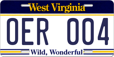 WV license plate OER004