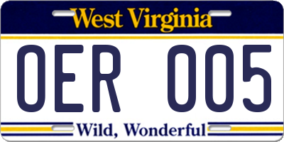 WV license plate OER005