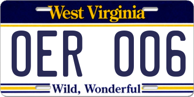 WV license plate OER006