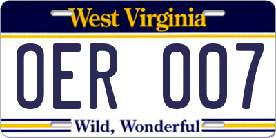 WV license plate OER007