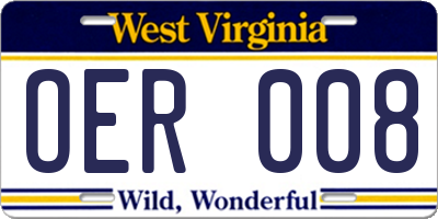 WV license plate OER008