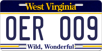 WV license plate OER009