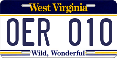 WV license plate OER010