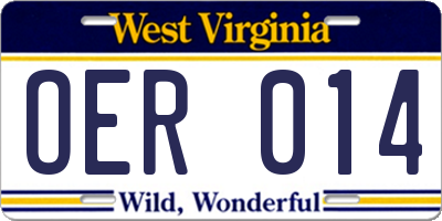 WV license plate OER014