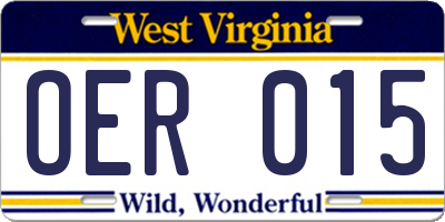 WV license plate OER015