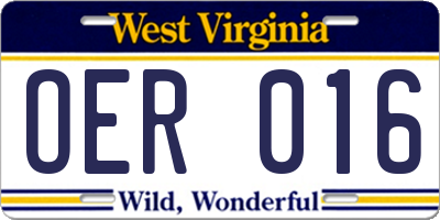 WV license plate OER016