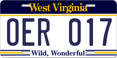 WV license plate OER017