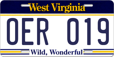 WV license plate OER019