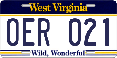 WV license plate OER021